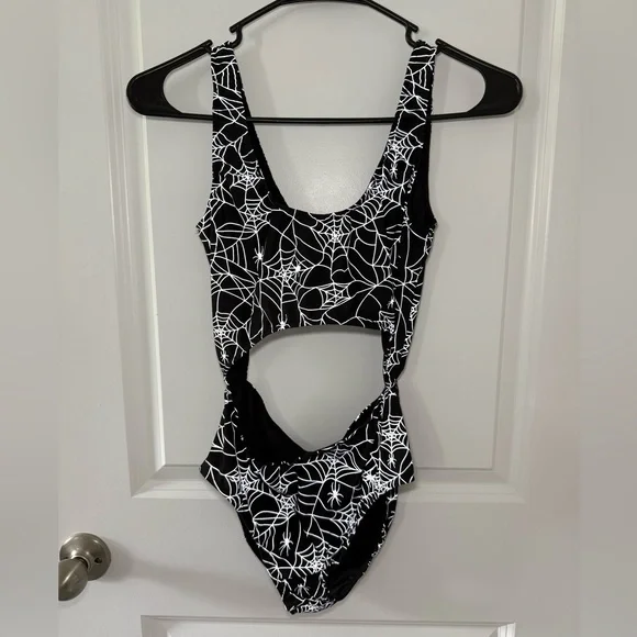 Dolls Kill Spider Web Reflective Cutout Body Suit - Picture 1 of 6